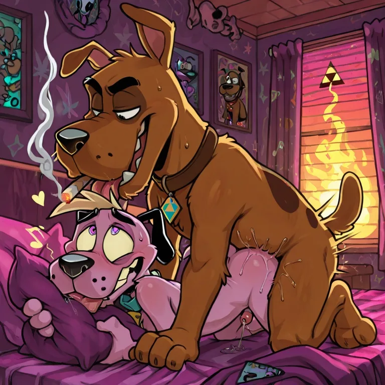 Courage the Cowardly Dog in Romantic Embrace