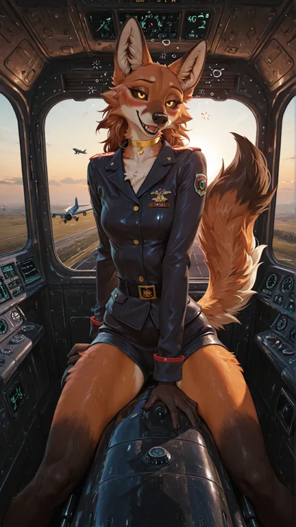 Maned Wolf Pilot in Airplane Cockpit