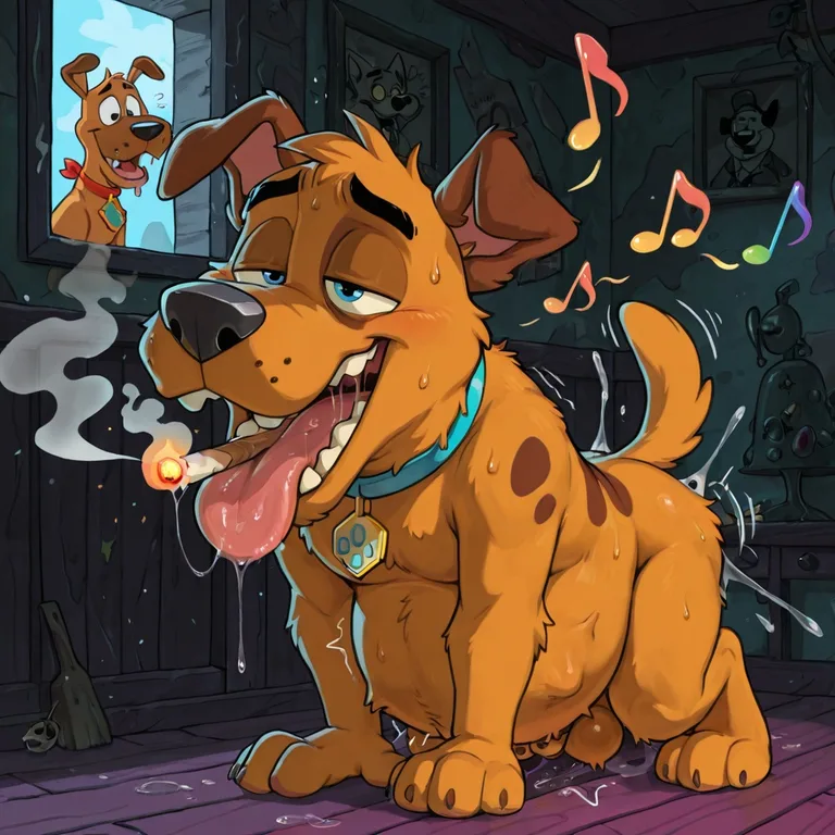 Courage the Cowardly Fox in Rainbow Neon Scene