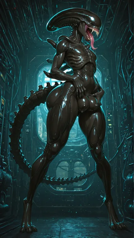 Alien Insectoid Beast in Submarine Corridor