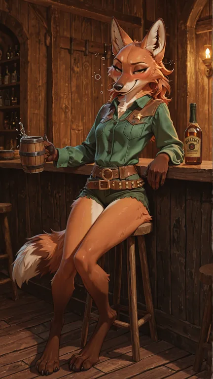 Confident Cowgirl Maned Wolf in Saloon