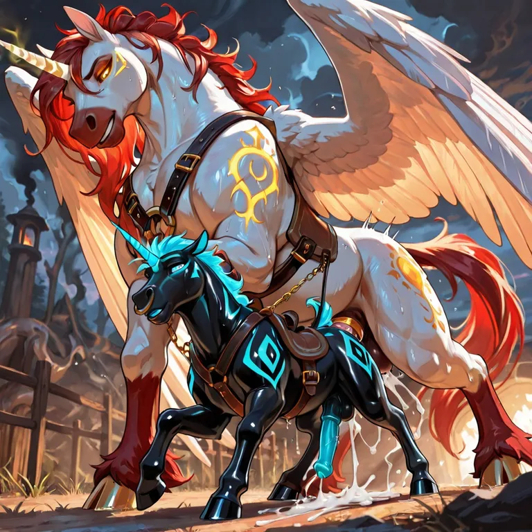 Unicorn Duo in Magical Forest Encounter