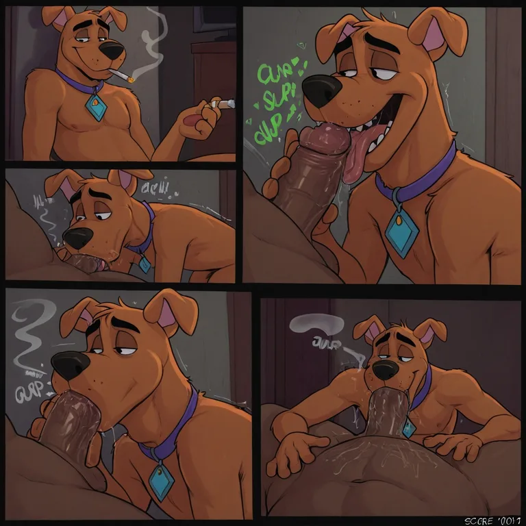 Courage the Cowardly Dog and Scooby-Doo Sharing a Smoke