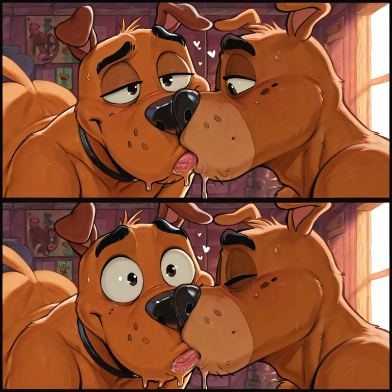 Scooby Doo and Courage Kissing Viewer