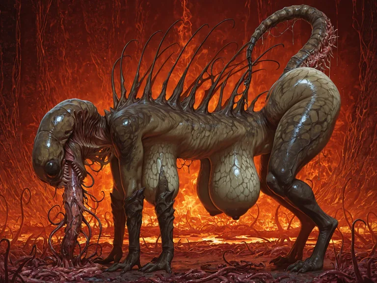 photorealism, fellatio_horror, parasite_leech_monster, facel