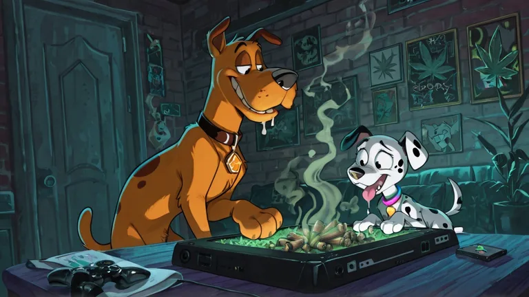Toony Courage the Cowardly Dog with Neon Spots