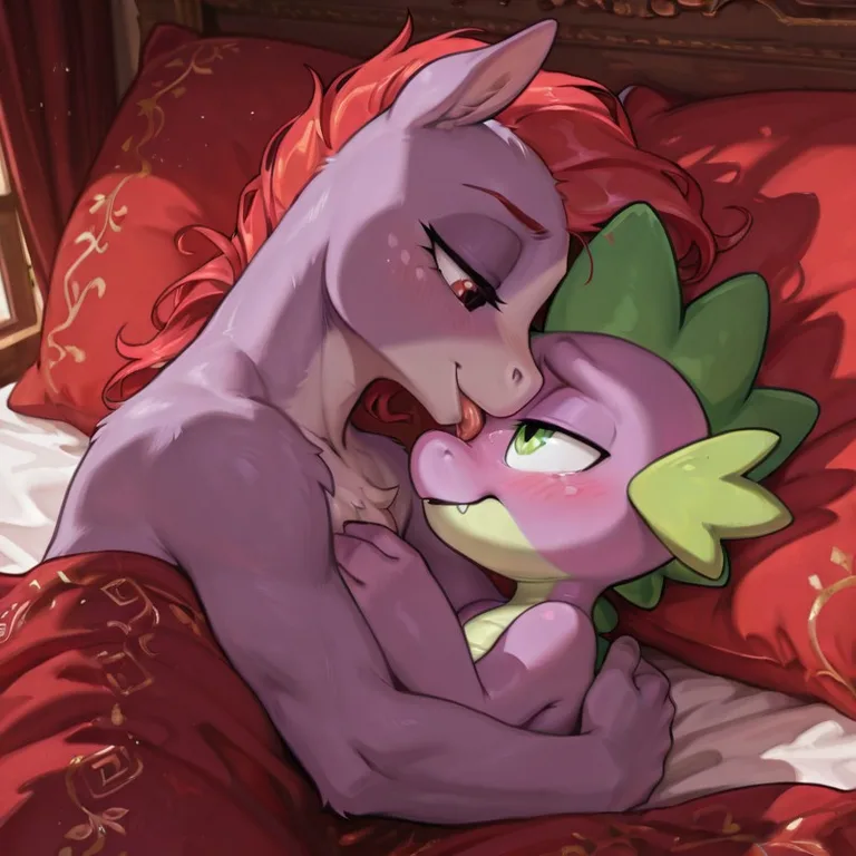 Spike the Dragon and Pony Cuddling Duo