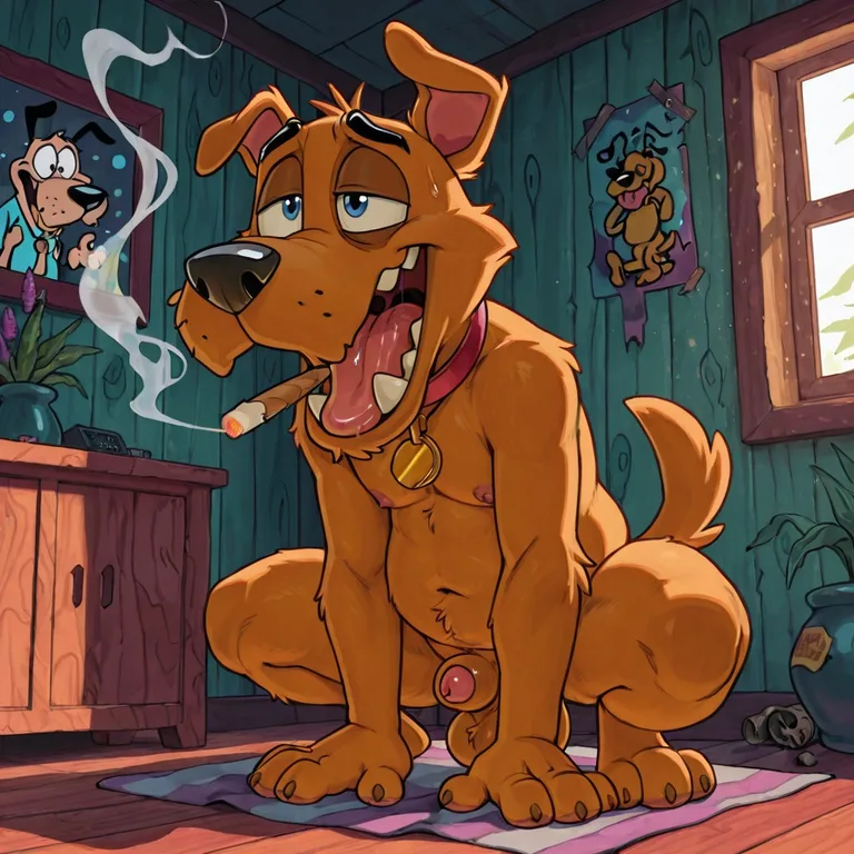 Courage the Cowardly Dog Smoking Marijuana Blonde Hair