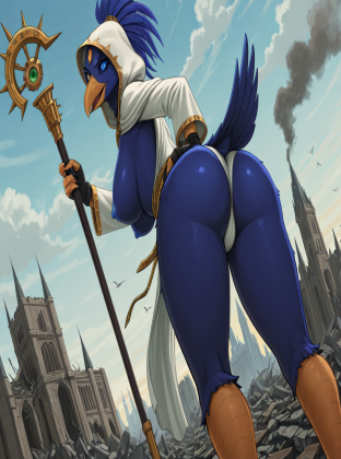 Tzeentch's Avian Lord in Ruined Cathedral