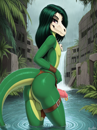 Prehistoric Warrior in Jungle Ruins