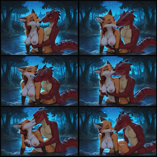 Forest Fox and Lizard Intimacy