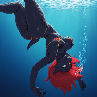 Dragon Woman in Underwater Peril