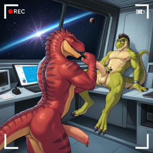 Alien Dinosaur in Space Station Strips