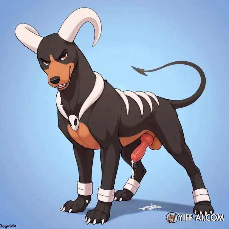 Houndoom Standing in a Forest Clearing