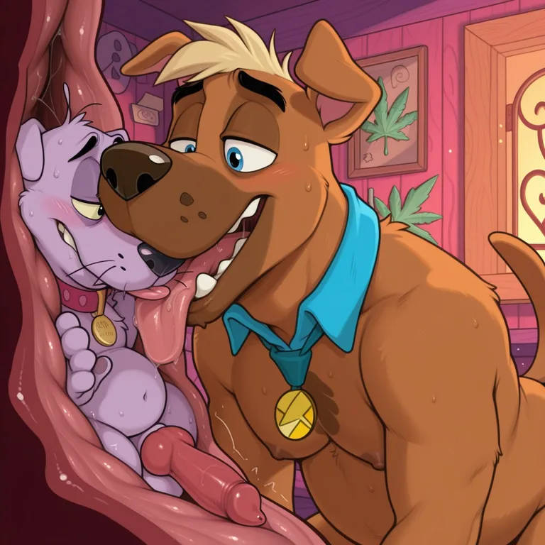 Two Courage the Cowardly Dog Characters in Romantic Ambiance