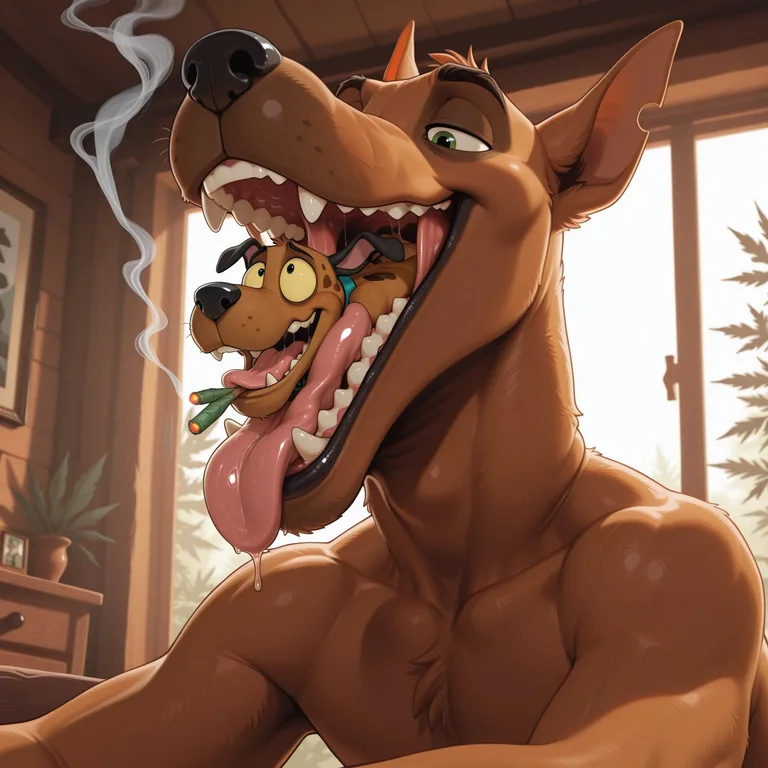 Scooby and Courage Share a Hazy Moment in the Moonlight
