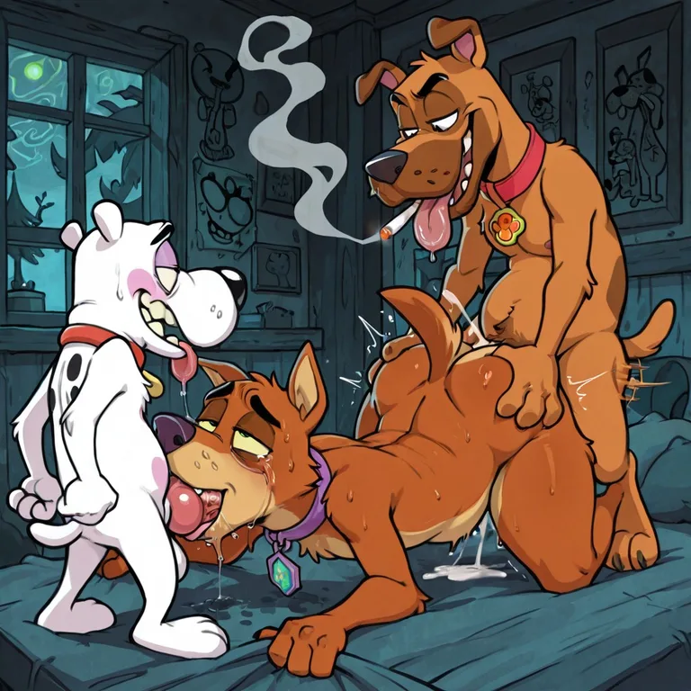 Anthro Dog-Fox-Wolf in Seductive Marijuana Scene
