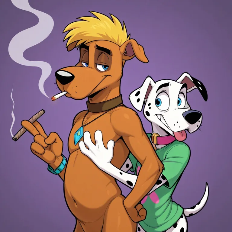 Courage and Scooby Doo Stoned Outdoors