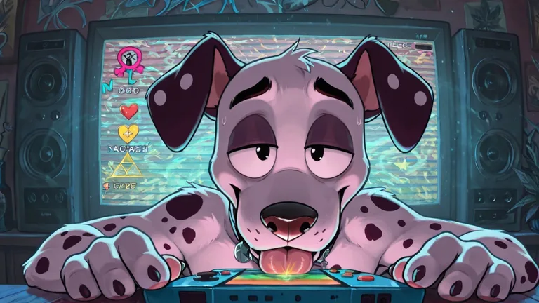 Anthro Stoner Dog with Hypnotic Swirls