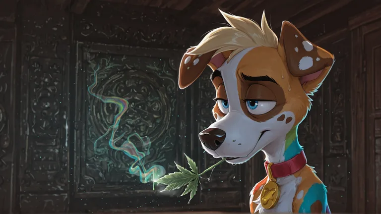 Anthro Courage the Cowardly Dog in Rainbow Fur