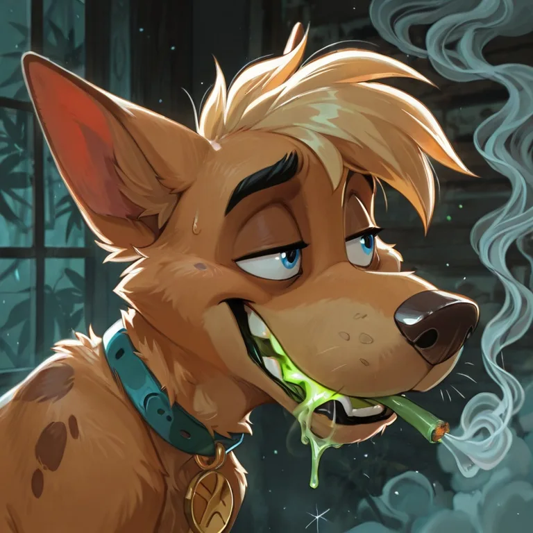 Anthro Scooby Fox Lupin Smoking Marijuana