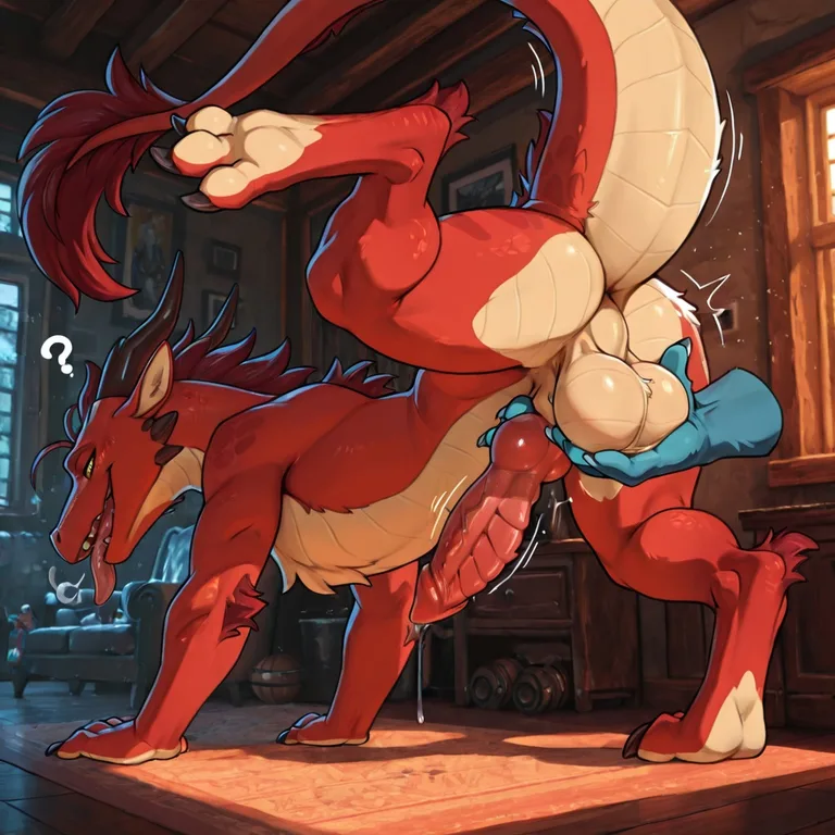 Majestic Dragon Presenting Saggy Balls