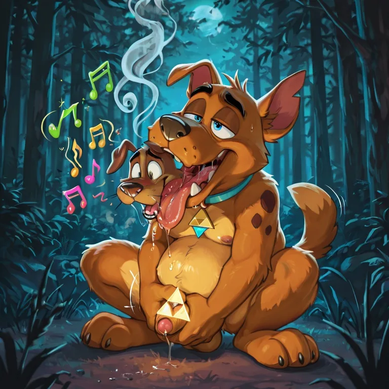 Courage the Cowardly Fox in Neon Hypnotic Scene