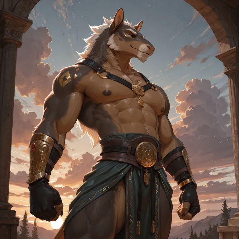Muscular Anubis Jackal Poses for Photo