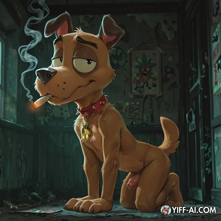 Courage the Cowardly Dog: Nude Anthro Smoking Marijuana