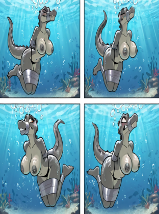Crocodile Woman Struggling Underwater