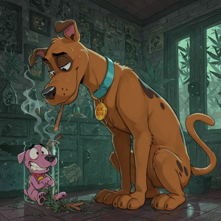 Scooby-Doo and Courage Smoking Marijuana