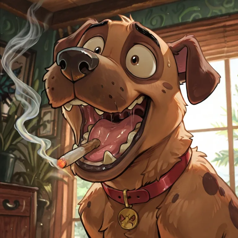 Courage the Cowardly Dog Duo Engaging in Marijuana Smoking