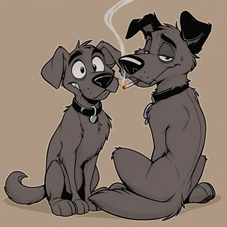 Animated Canines Enjoying a Chill Moment