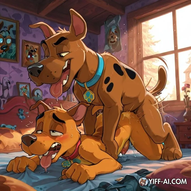 Courage and Scooby Intimate Embrace