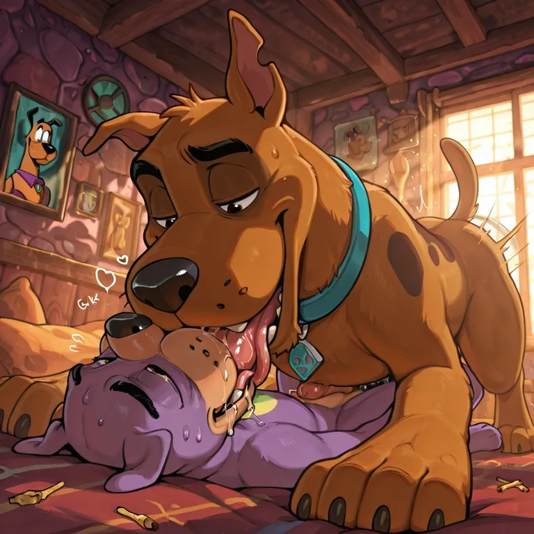 Scooby Doo and Courage Engaging in Oral Vore