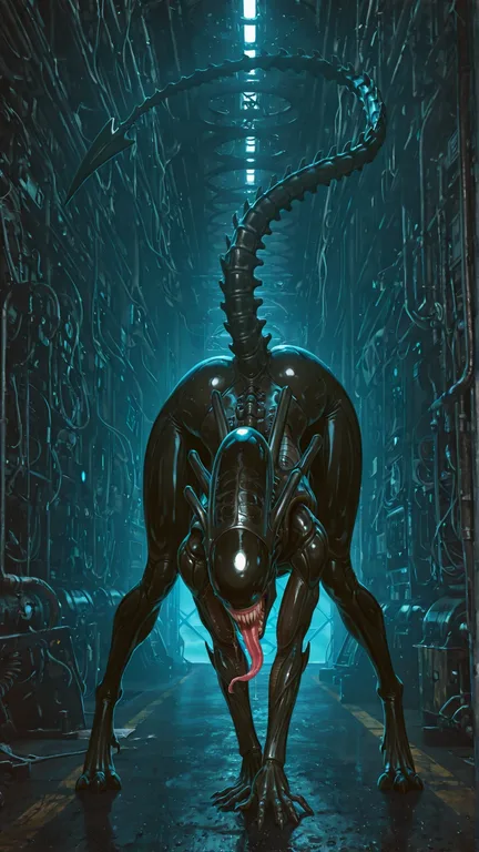 Alien Beast in Submarine Corridor
