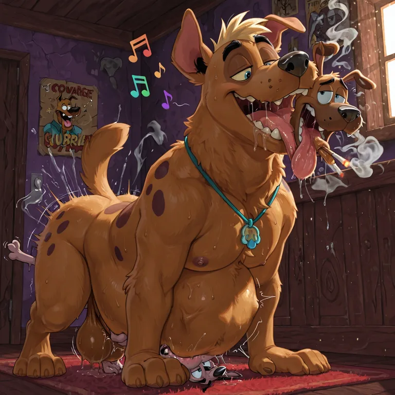 Courage the Cowardly Dog in a Rainbow Musical Scene