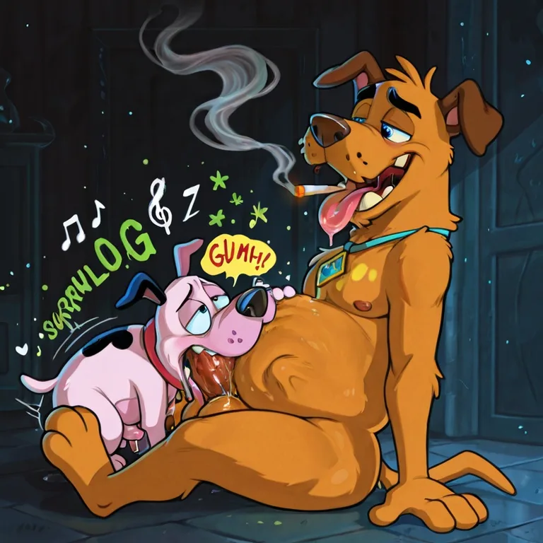 Courage the Cowardly Dog in Rainbow Vore Orgy