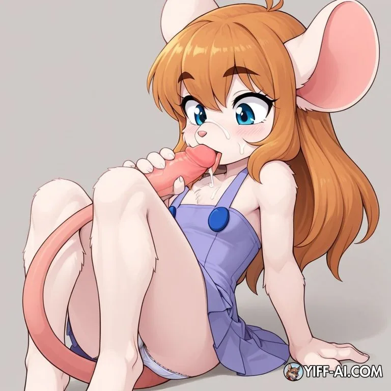 A Kawaii Mouse Femboy in Lacy White Panties
