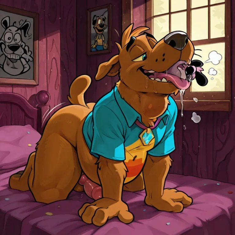 A Courage the Cowardly Dog and Scooby-Doo Anthro Couple in a Romantic Rainbow Setting
