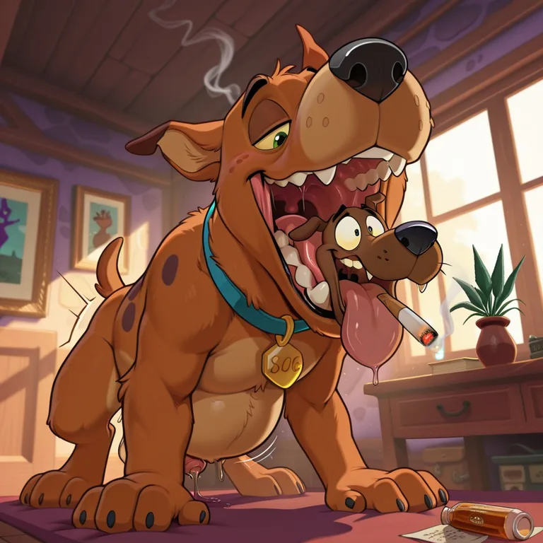 Courage the Cowardly Dog and Friends in a Cozy Living Room