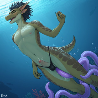 Male Kig-yar Underwater with Tentacles