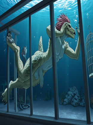 Alien Creature in Underwater Cyberpunk Club