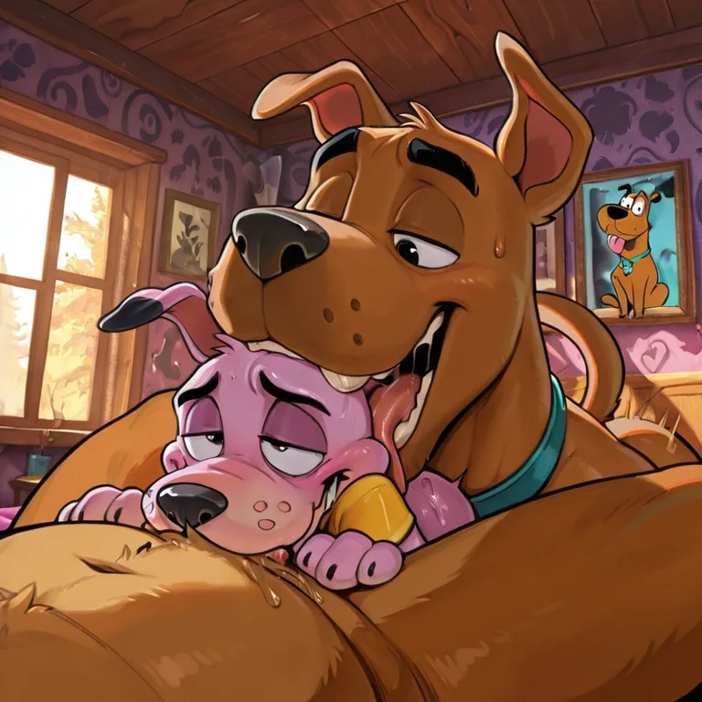 Passionate Canine Couple Embracing Intimately