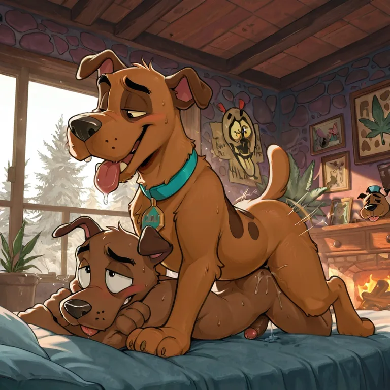 Courage the Cowardly Dog and Scooby-Doo Enjoying a Smoke Session