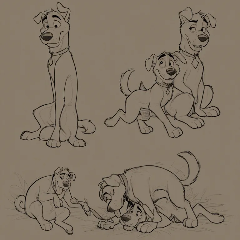 Animated Canines Enjoying a Smoke Break