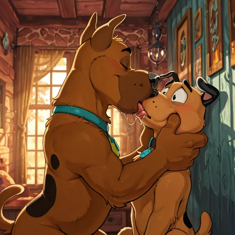 Animated Duo Sharing a Smooch