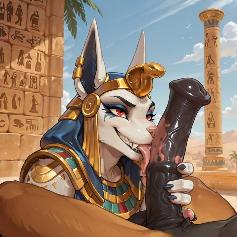 Horus and Equine Deity in Egyptian Temple