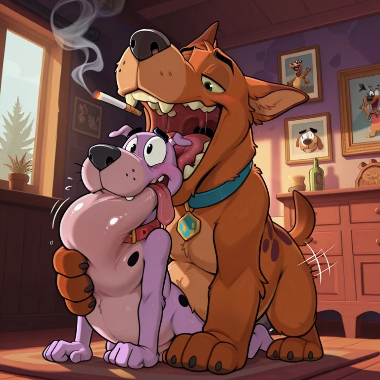 Courage and Scooby Sharing a Joint Male/Male