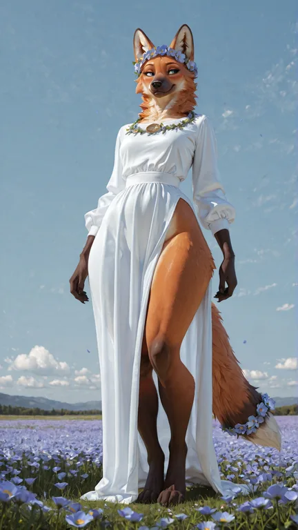 Maned Wolf Woman in Flowery Meadow